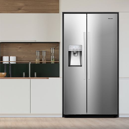 Hisense American Fridge Freezer - Stainless Steel - Fridge freezer in kitchen